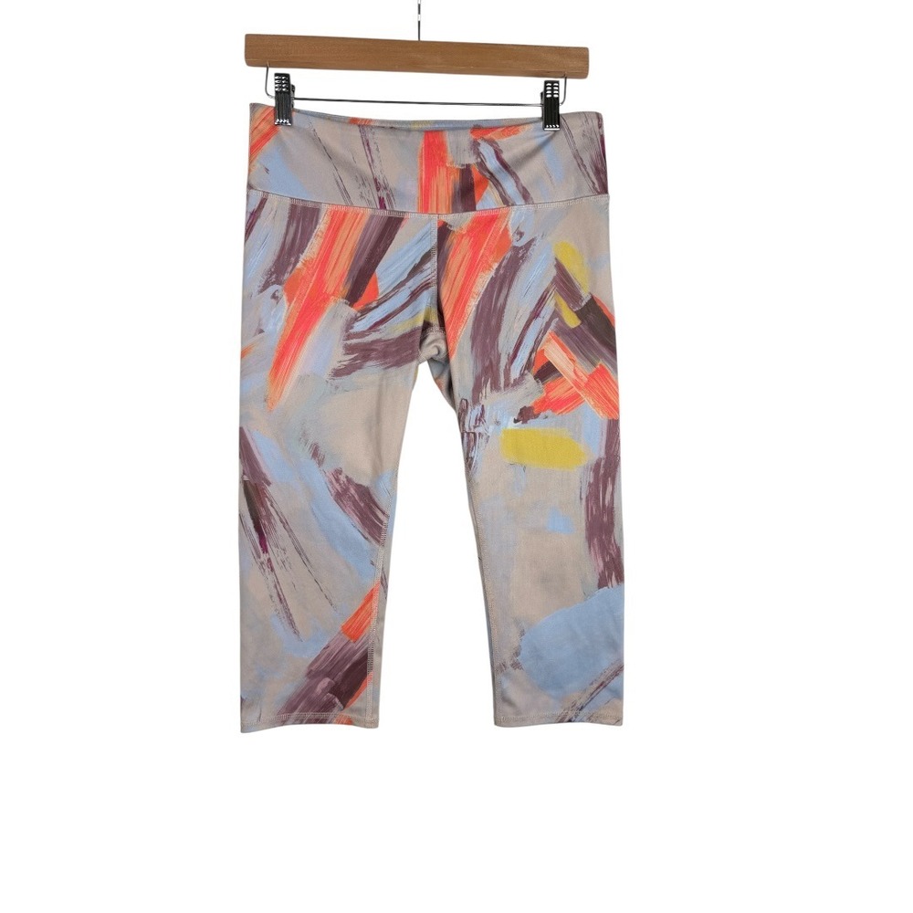 Alo Women's Size Medium Airbrush Modernist Multi Color Capri Leggings